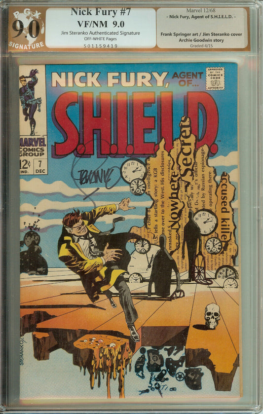 Nick Fury Agent of SHIELD #7 PGX 9.0 Signed Steranko