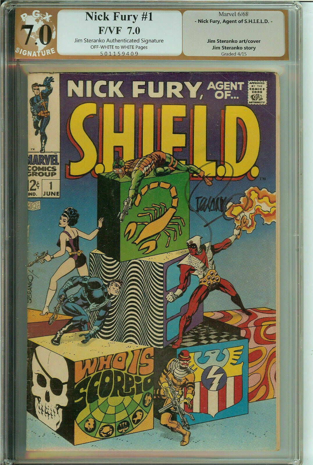 Nick Fury Agent of SHIELD #1 Signed Jim Steranko PGX