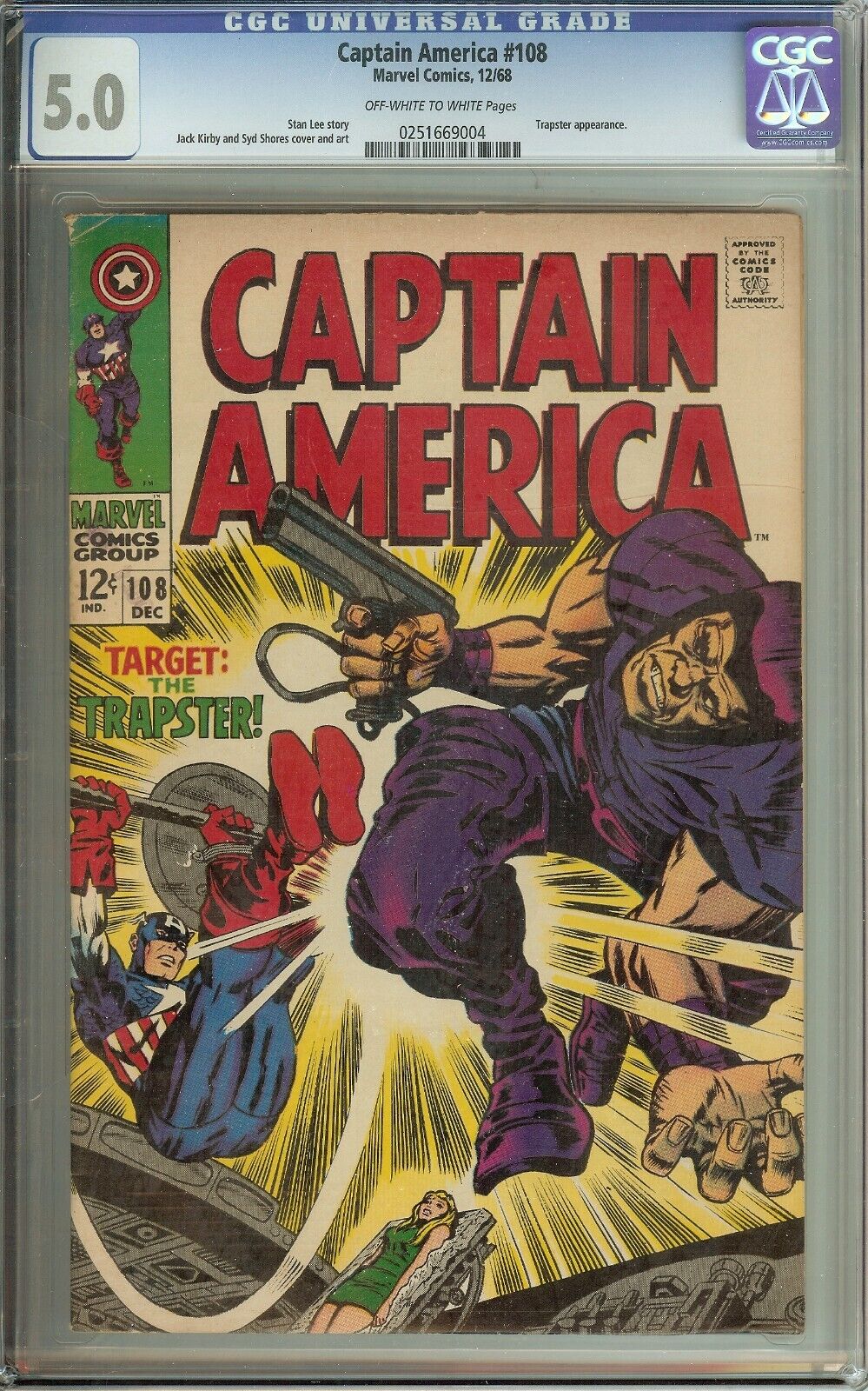 Captain America #105 CGC 3.5 Jack Kirby Art