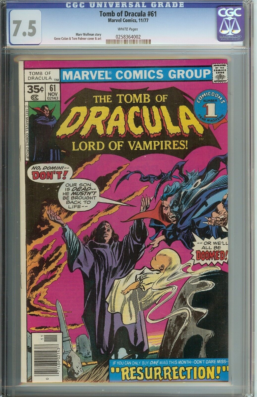 Tomb of Dracula Lord of Vampires! #61 CGC 7.5