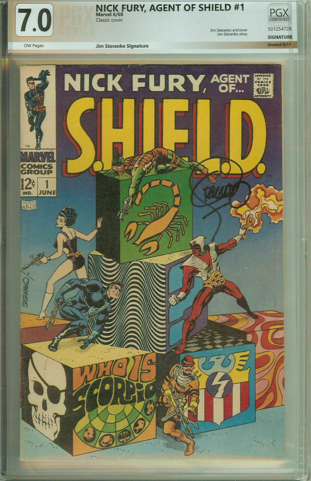 Nick Fury Agent of SHIELD #1 Signed Jim Steranko PGX