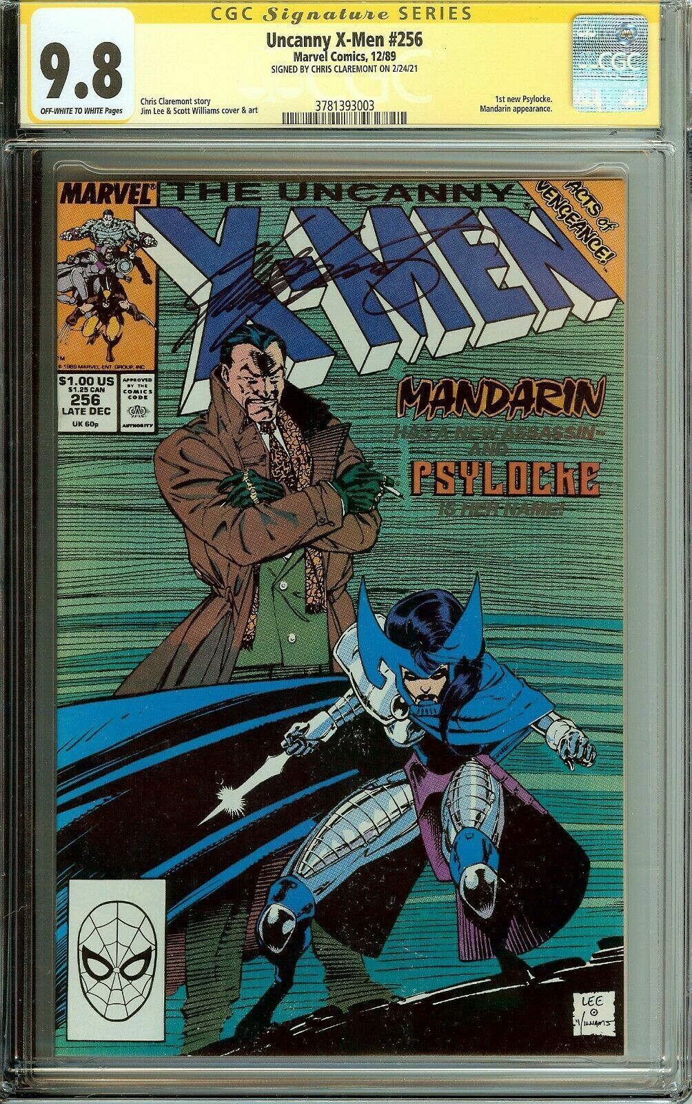 Uncanny X-Men #256 Signed Chris Claremont CGC 9.8