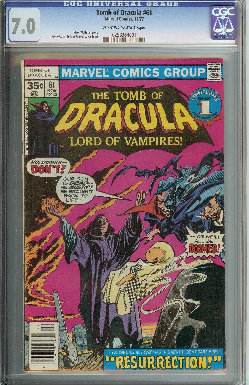 Tomb of Dracula Lord of Vampires! #61 CGC 7.0