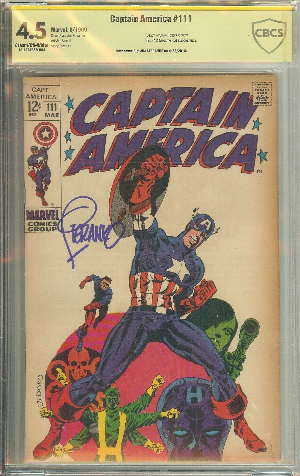 Captain America #111 CBCS 4.5 Signed Jim Steranko