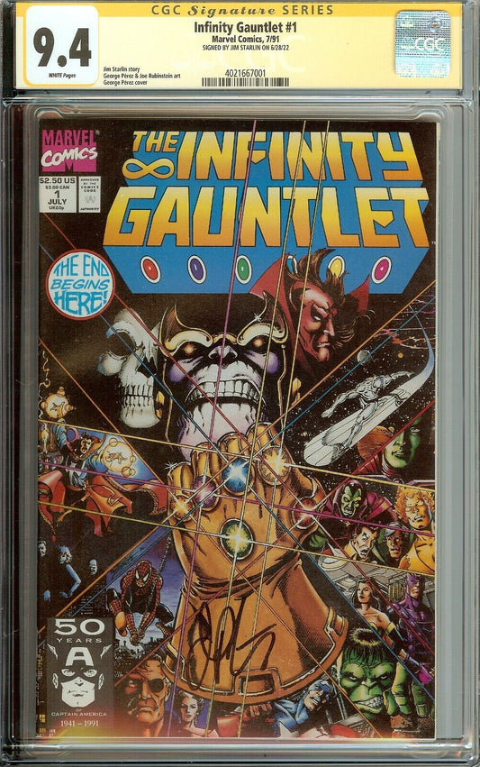 Infinity Gauntlet #1 Signed Jim Starlin CGC 9.4