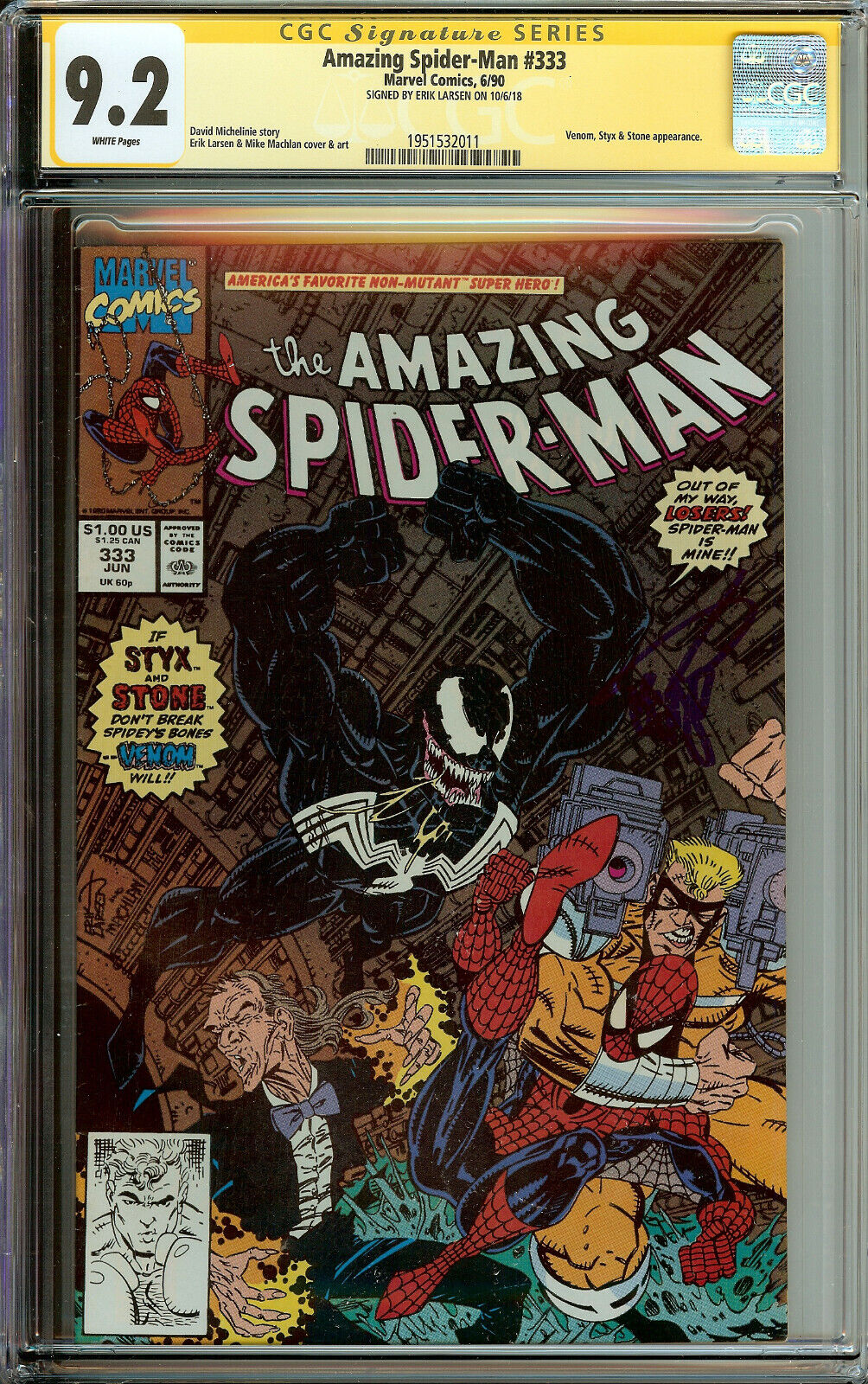 Amazing Spider-Man #333 Signed Erik Larsen CGC 9.2