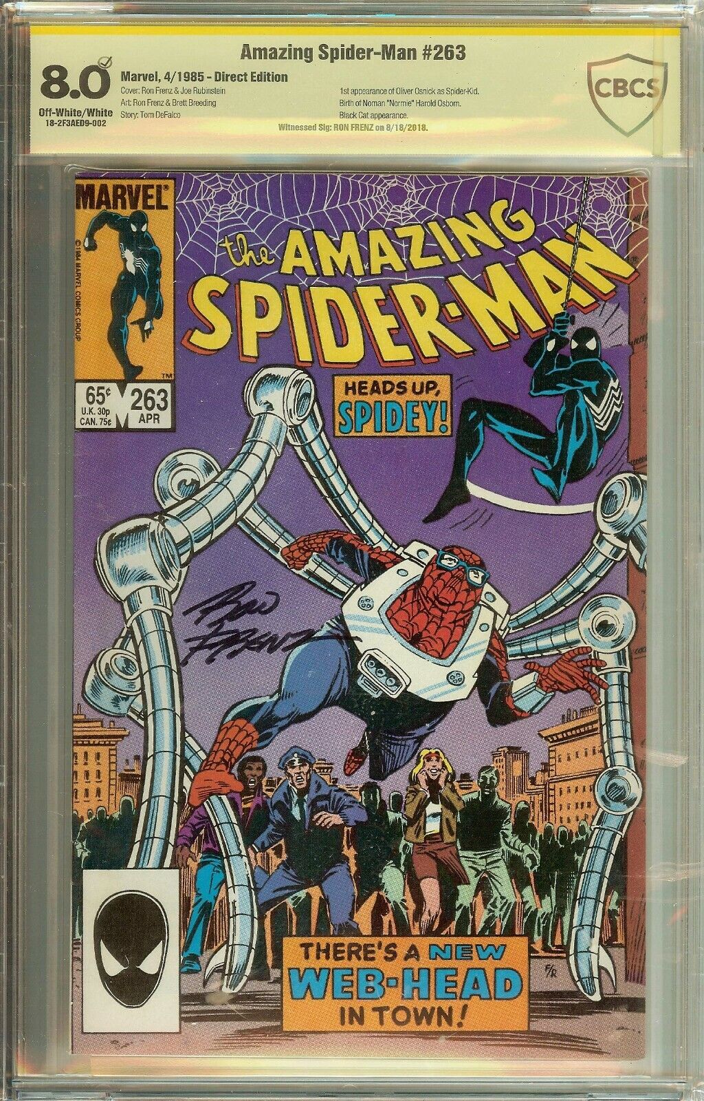 Amazing Spider-Man #263 CBCS 8.0 not CGC Signed Ron Frenz 1st App Normie Osborn