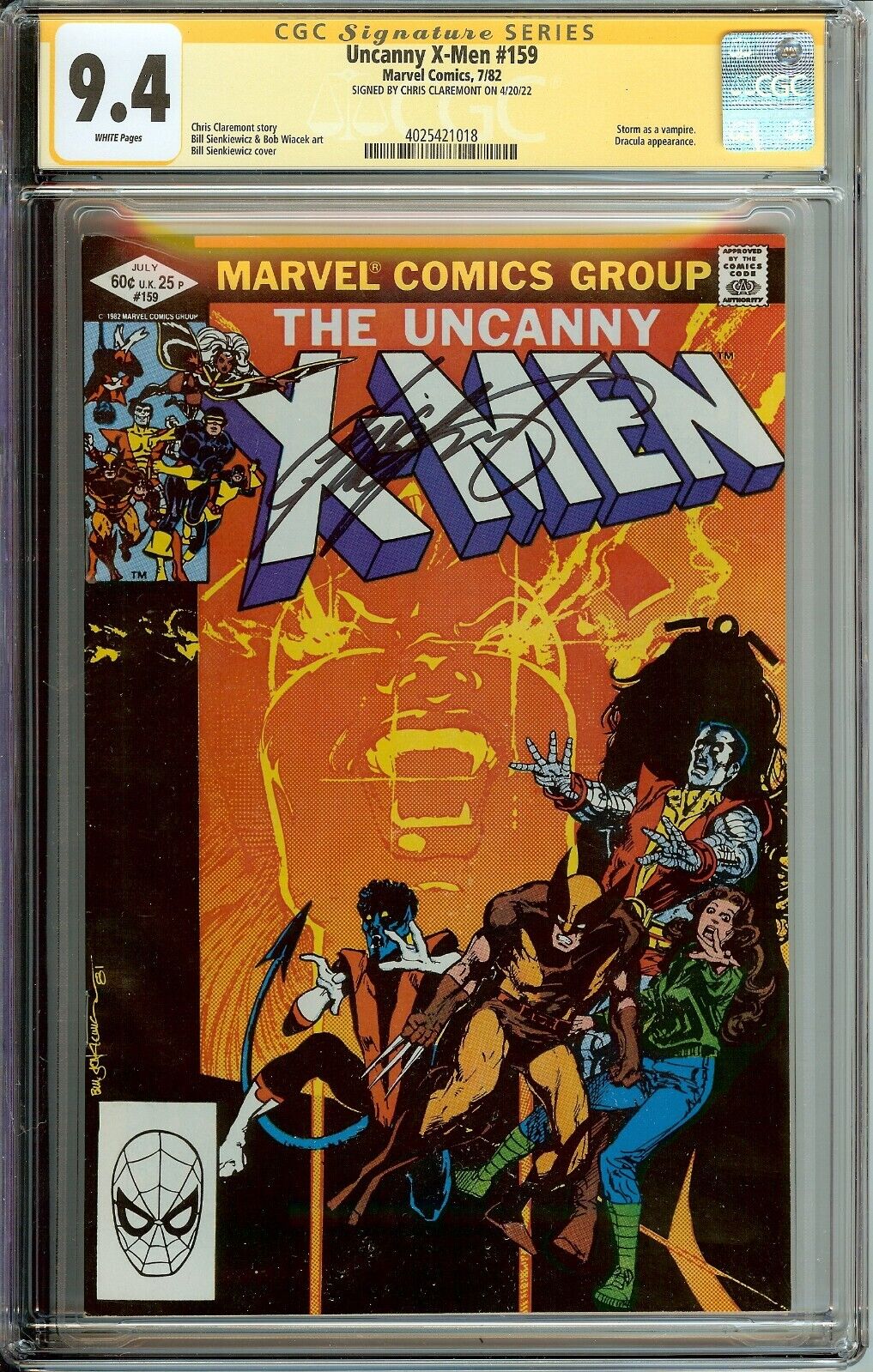 Uncanny X-Men #159 Signed Chris Claremont CGC 9.4