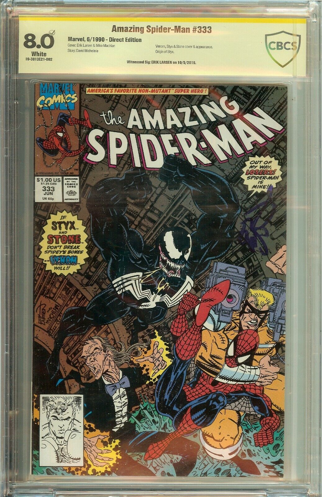 Amazing Spider-Man #333 Signed Erik Larsen CBCS 8.0