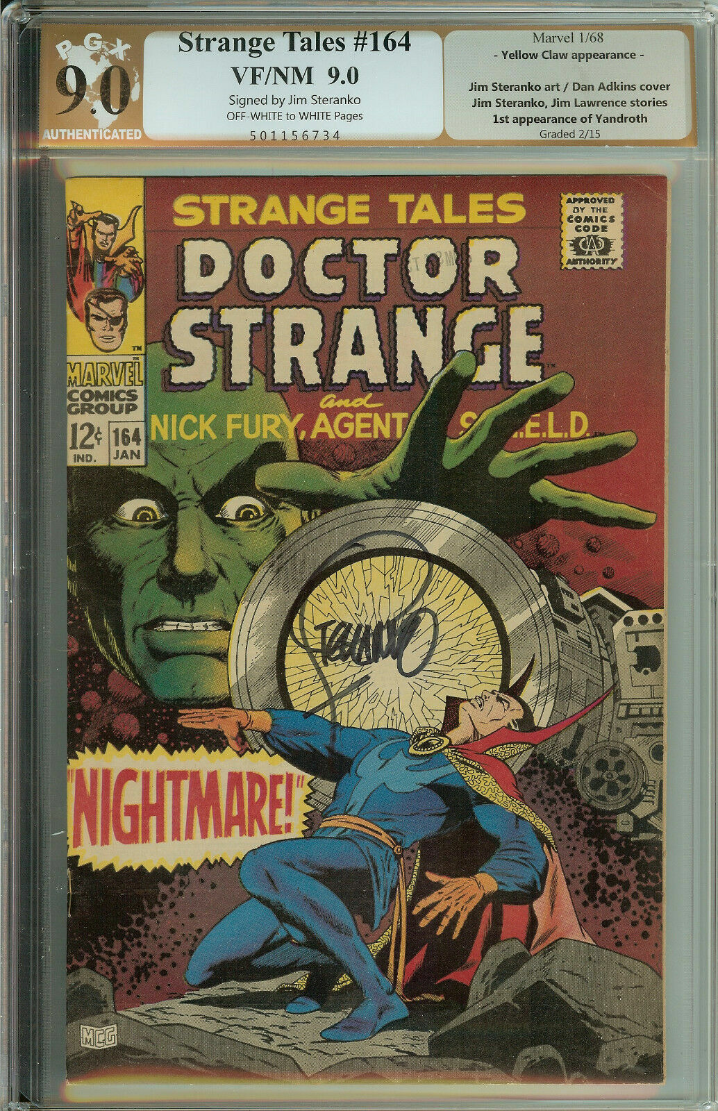 Strange Tales 164 PGX 9.0 Signed Jim Steranko