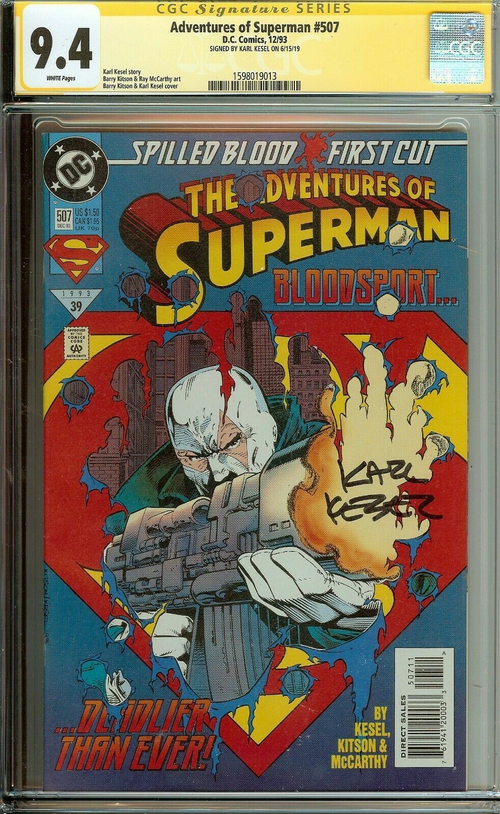 CGC 9.4 The Adventures of Superman #507 Signed Kesel