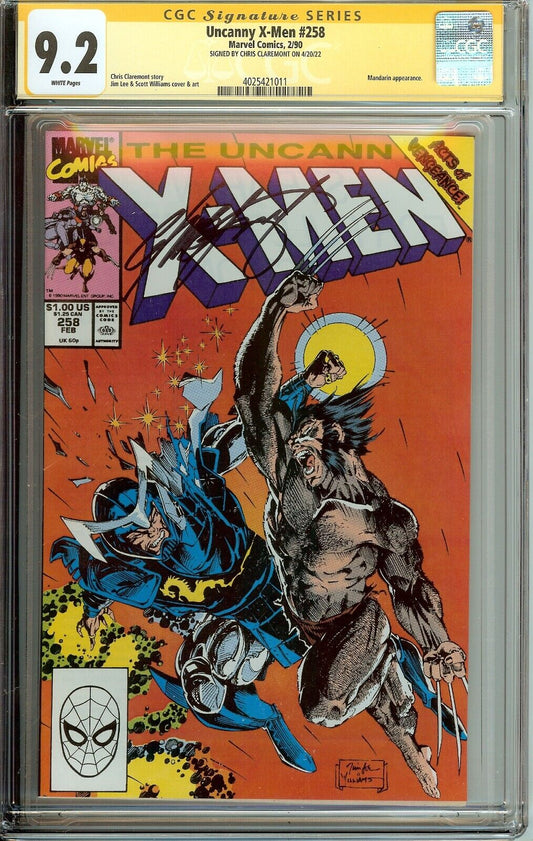 Uncanny X-Men #258 Signed Chris Claremont CGC 9.2