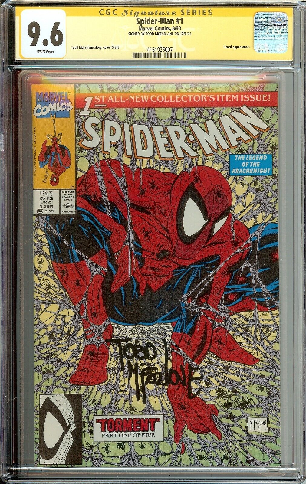 Spider-Man #1 CGC 9.6 Signed Todd McFarlane Green Variant