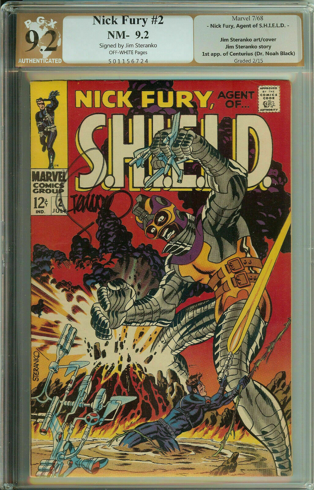 Signed Nick Fury Agent of SHIELD #2 Jim Steranko PGX