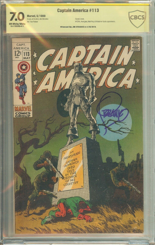 Captain America #113 CBCS 7.0 Signed Jim Steranko