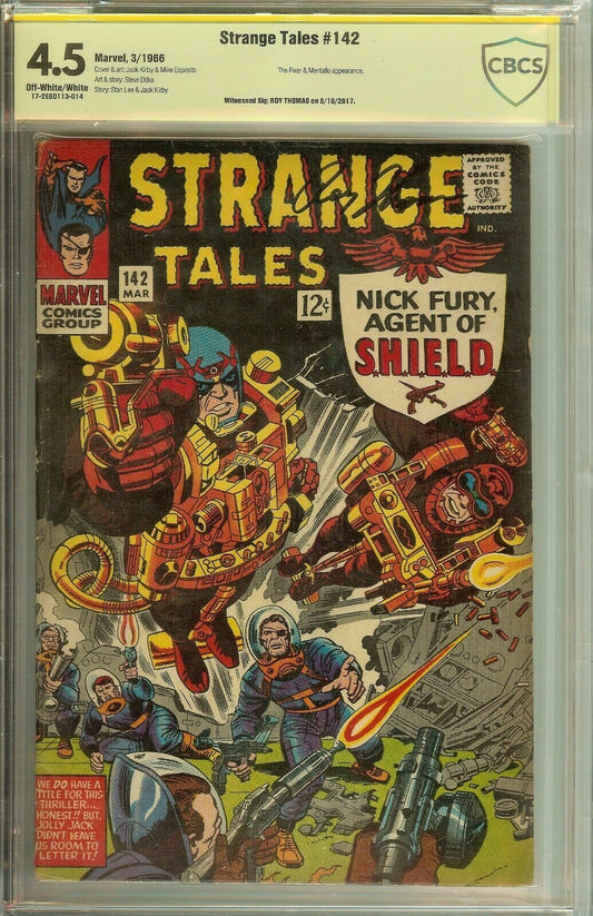 Strange Tales #142 CBCS 4.5 Signed Nick Fury Dr. Strange Roy Thomas