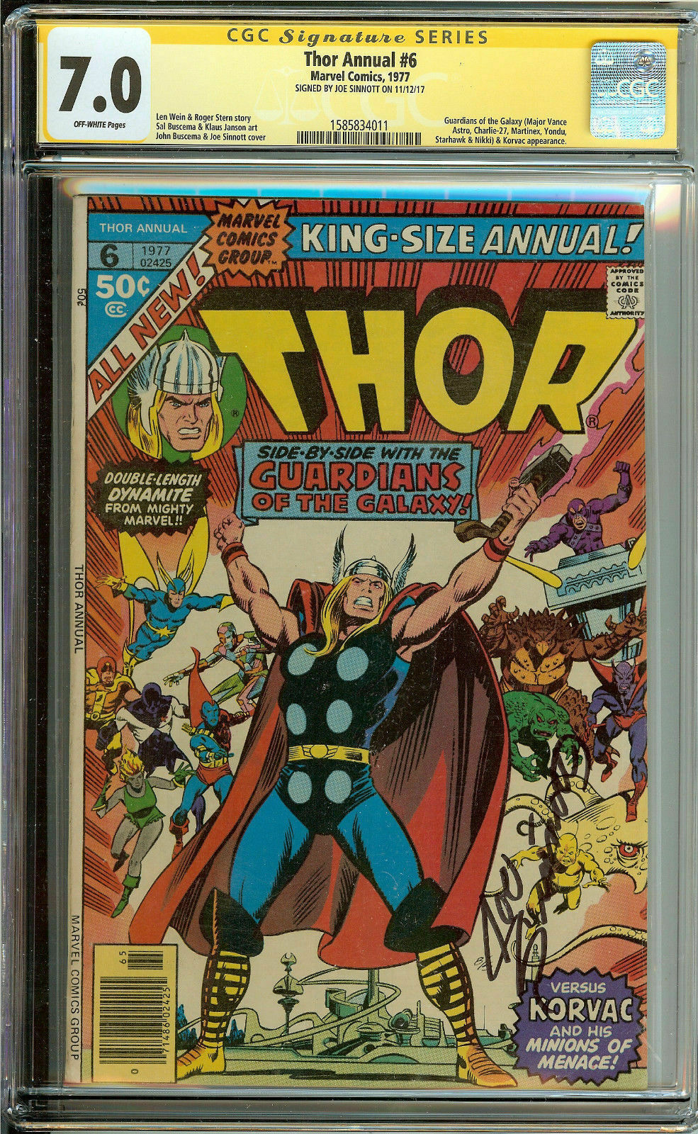 The Mighty Thor Annual #6 CGC Signed Sinnott