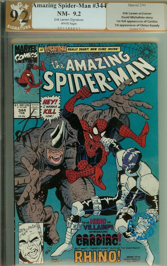 Amazing Spider-Man #344 Carnage Signed Erik Larsen CBCS PGX 9.2