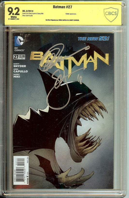 Batman #27 CBCS 9.2 Signed Snyder & Capullo