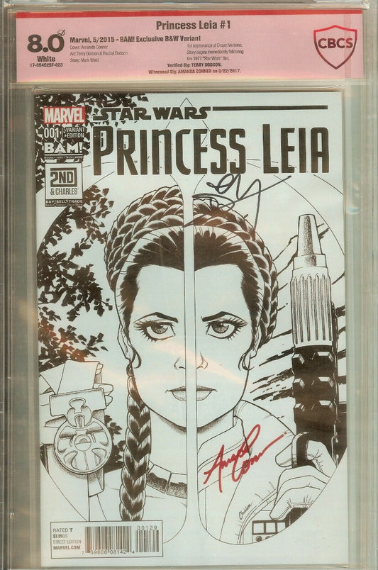 Star Wars Princess Leia #1 CBCS 8.0 Signed 2x Amanda Conner and Terry Dodson