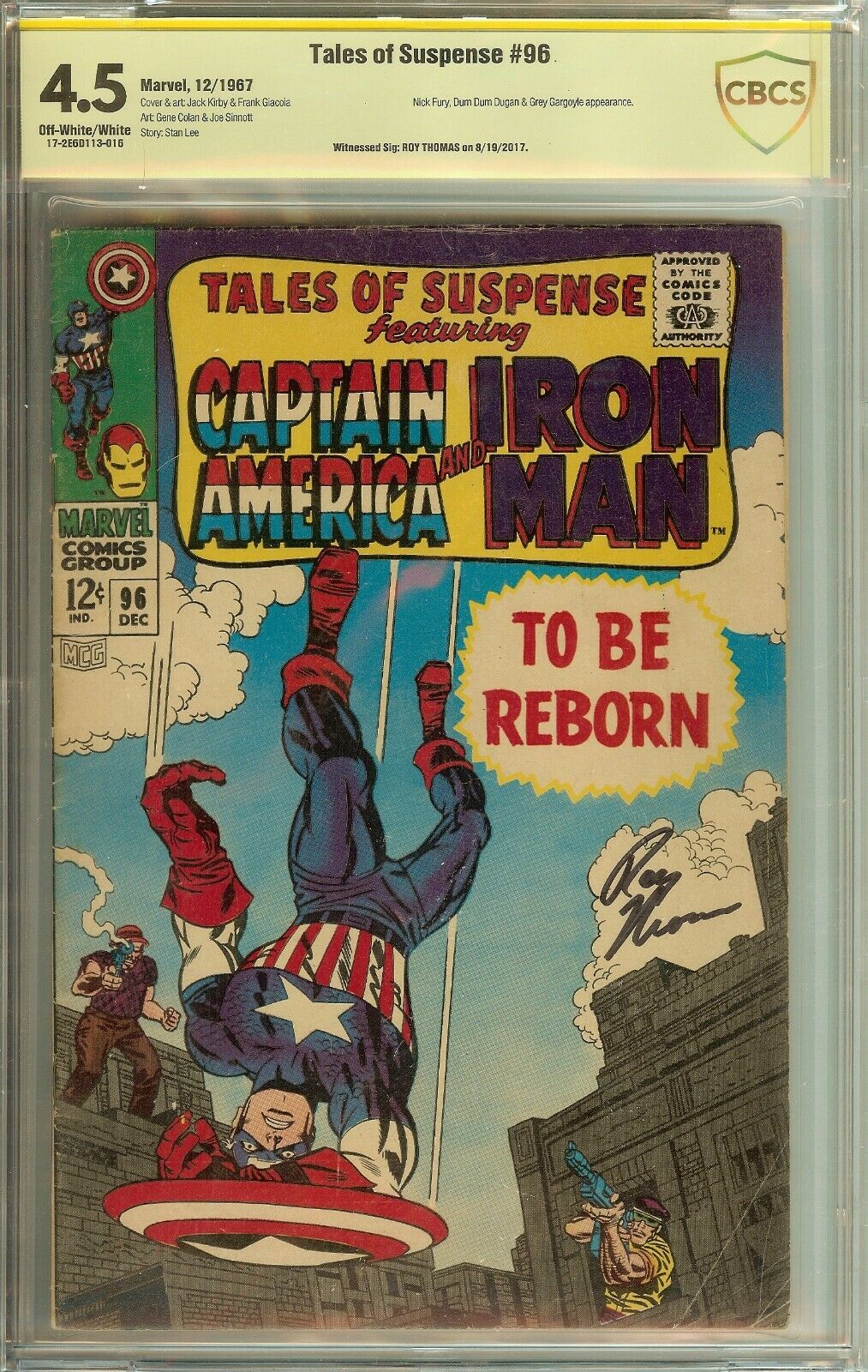 Tales of Suspense #96 CBCS 4.5 Signed Roy Thomas Captain America Iron Man