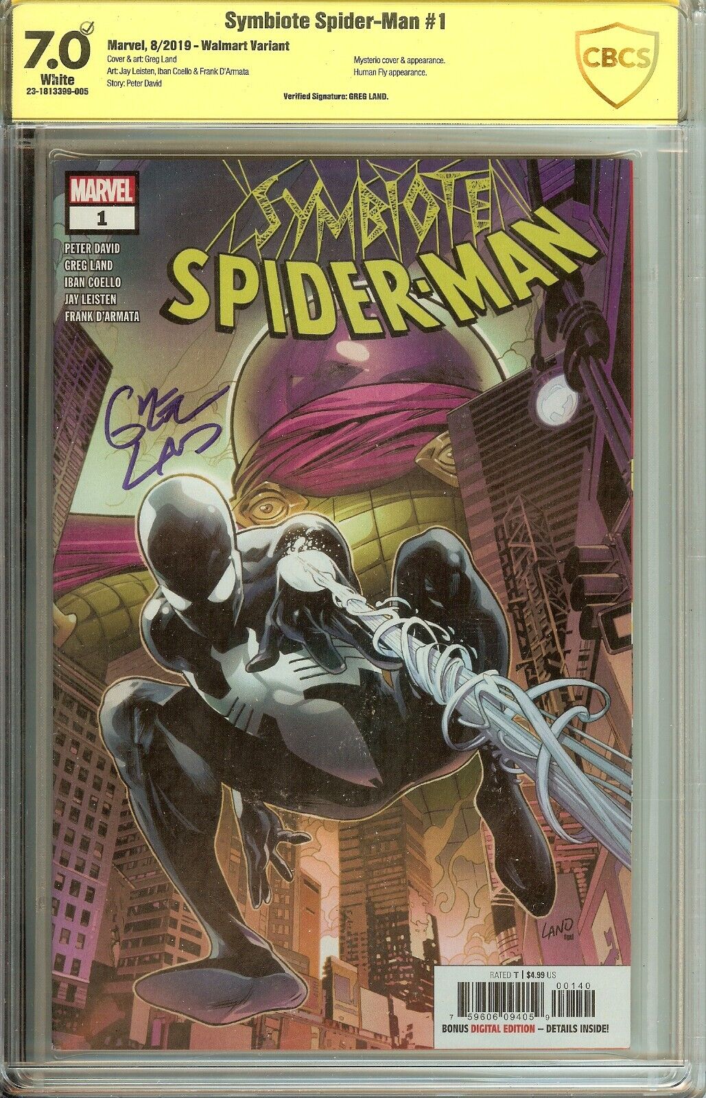 Autographed Symbiote Spider-Man #1 Signed Greg Land CBCS 7.0