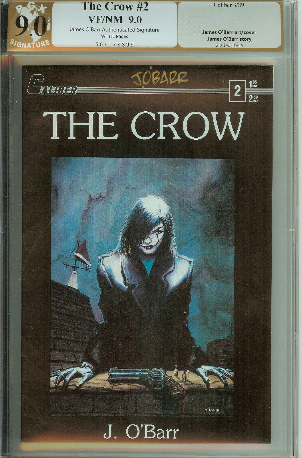 Caliber The Crow #2 PGX 9.0 Signed James O'Barr