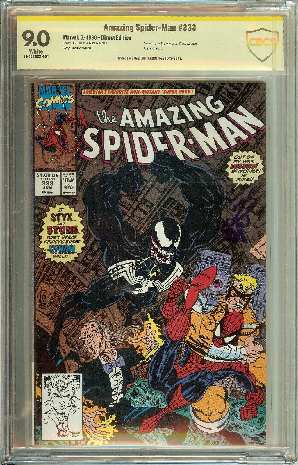 Amazing Spider-Man #333 Signed Erik Larsen CBCS 9.0