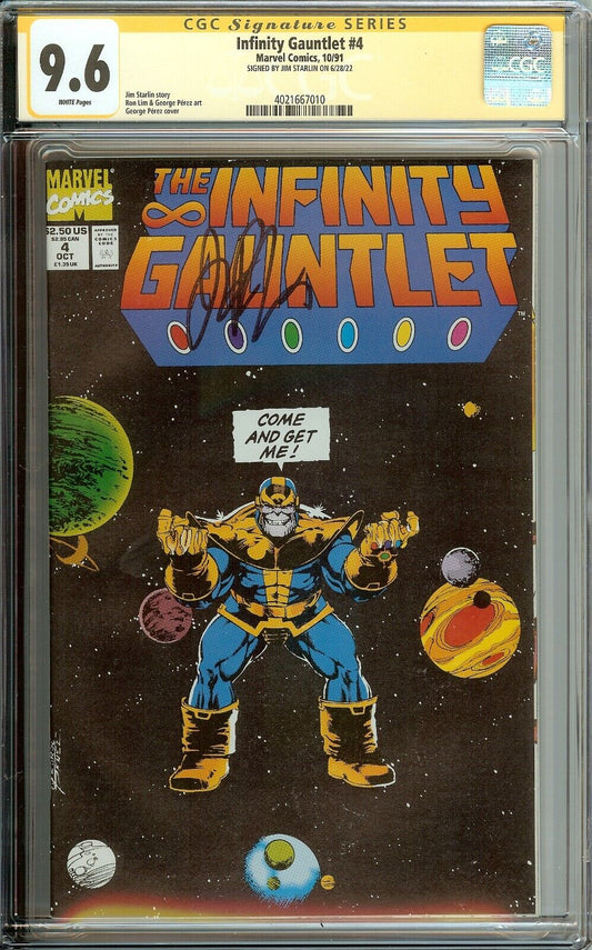 Infinity Gauntlet #4 Signed Jim Starlin CGC 9.6