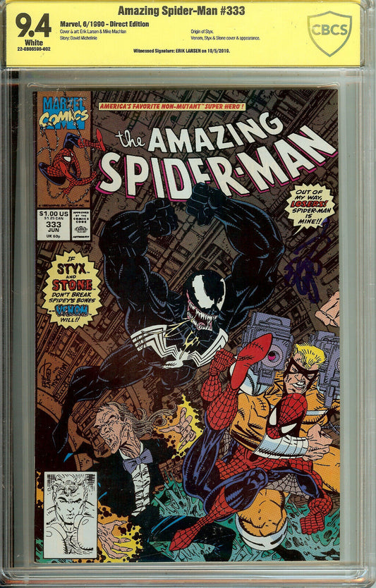 Amazing Spider-Man #333 Venom Cover CBCS 9.4 Signed Erik Larsen