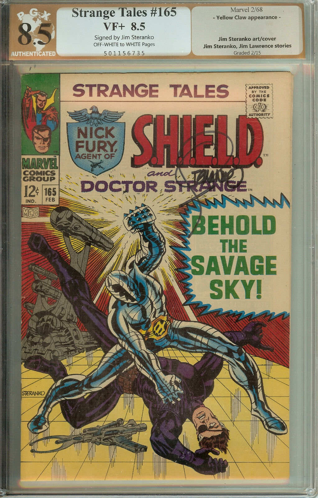 Strange Tales #165 PGX 8.5 not CGC Signed Steranko