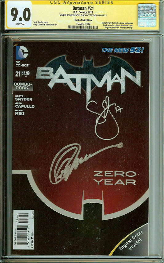 Batman The New 52 #21 1st Duke Thomas Signed Snyder Capullo CBCS 9.0 Walmart