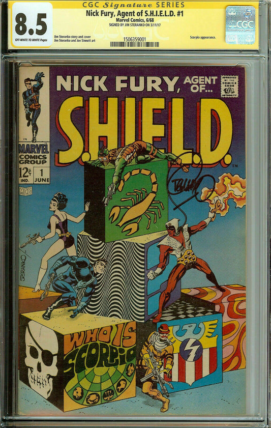 Nick Fury Agent of SHIELD #1 Signed Jim Steranko CGC 8.5