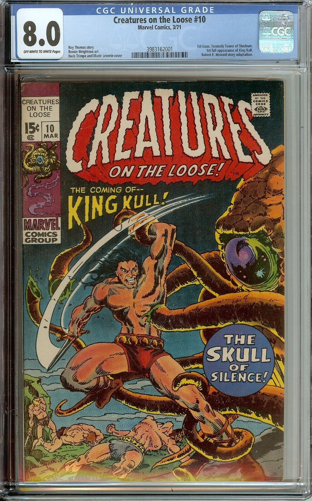 Creatures On The Loose #10 1st Full King Kull CGC 8.0