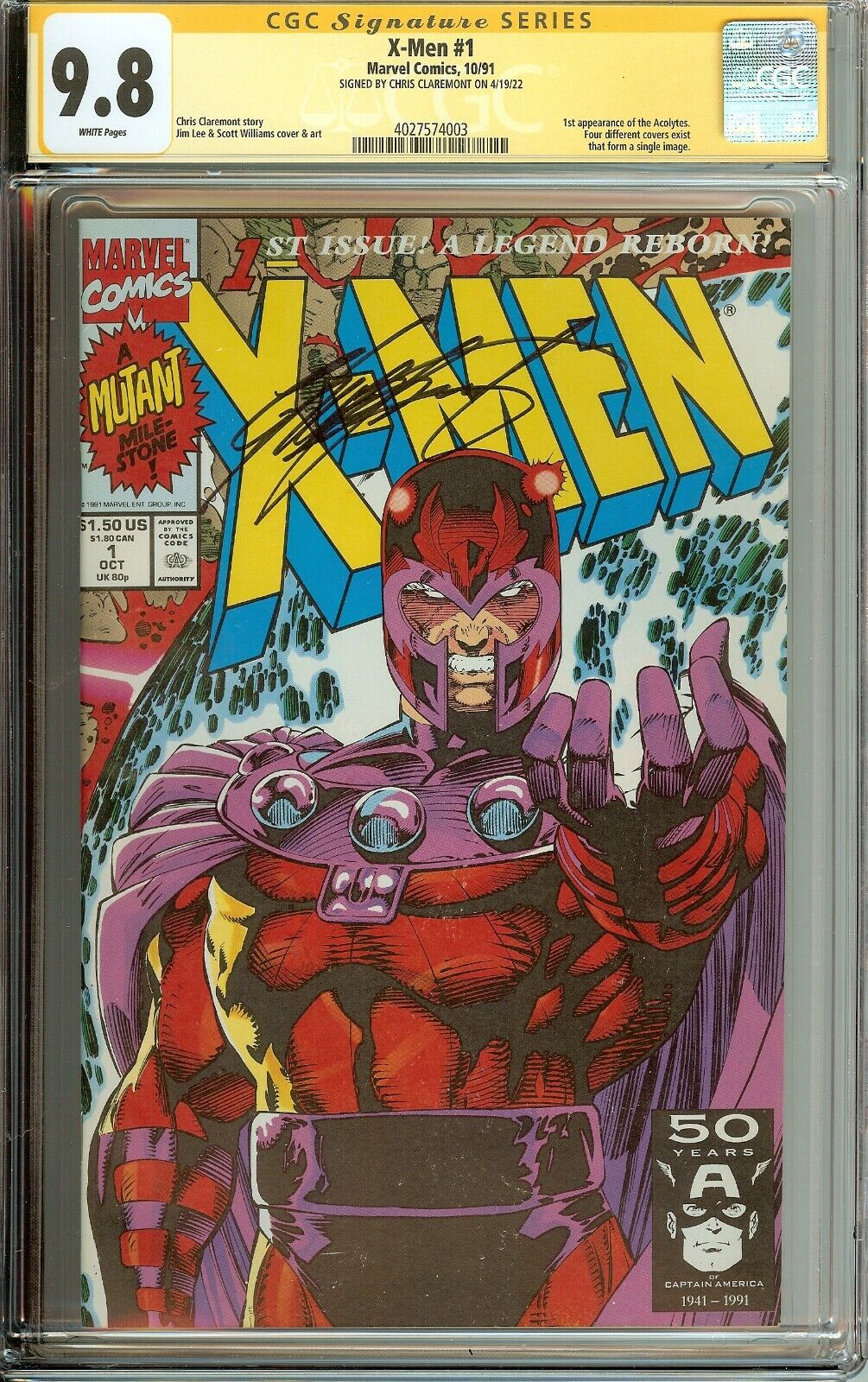 X-Men #1D Signed Chris Claremont 1st APP ACOLYTES MAGNETO CGC 9.8