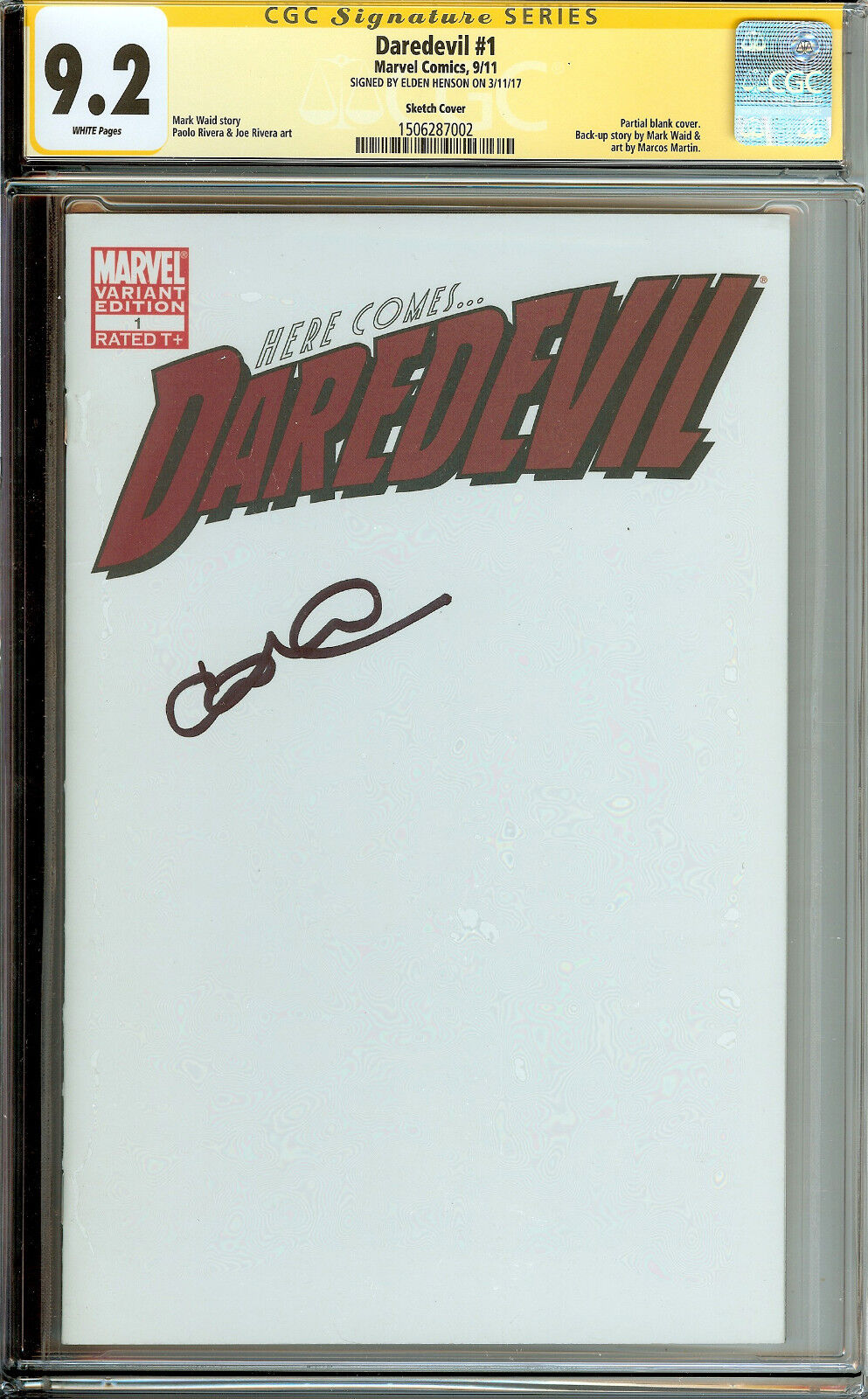 DareDevil #1 Signed Elden Henson aka Foggy Nelson CGC 9.2 Netflix