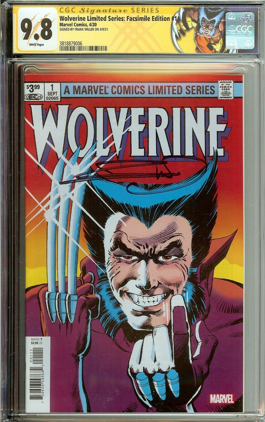 Wolverine Limited Series #1 CGC 9.8 Facsimile REPRINT Edition Signed Frank Miller