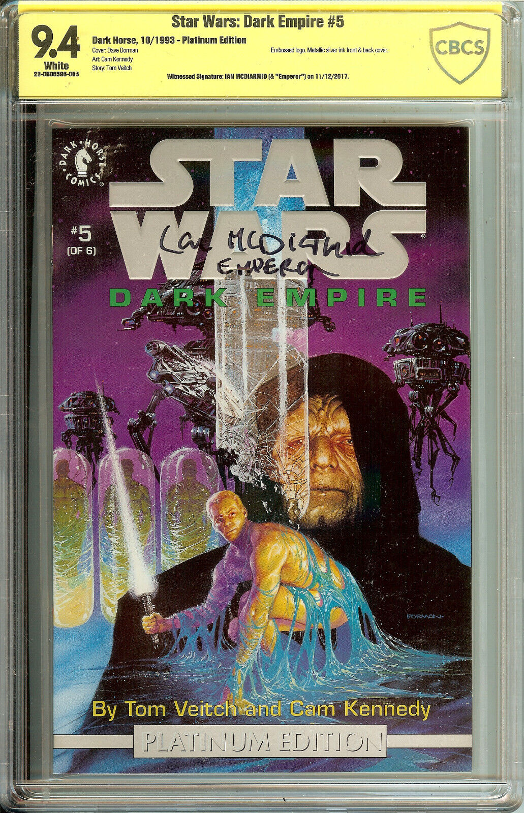 Star Wars Dark Empire #5 Platinum Signed Emperor Ian McDiarmid CBCS 9.4