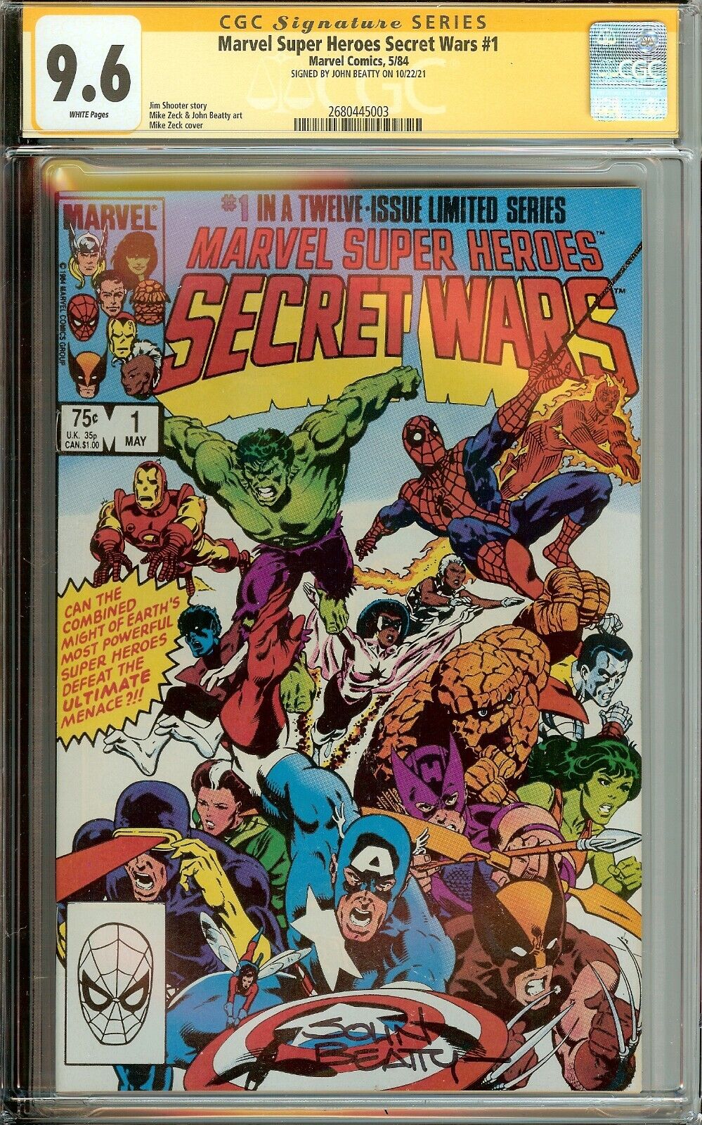 Secret Wars #1 CGC 9.6 Signed John Beatty