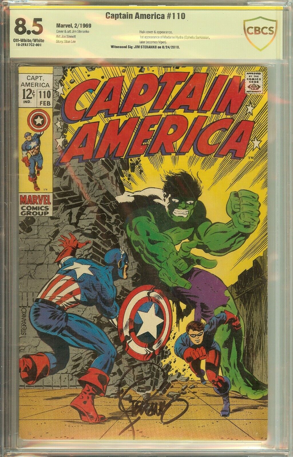 Captain America #110 CBCS 8.5 Signature Witness Jim Steranko