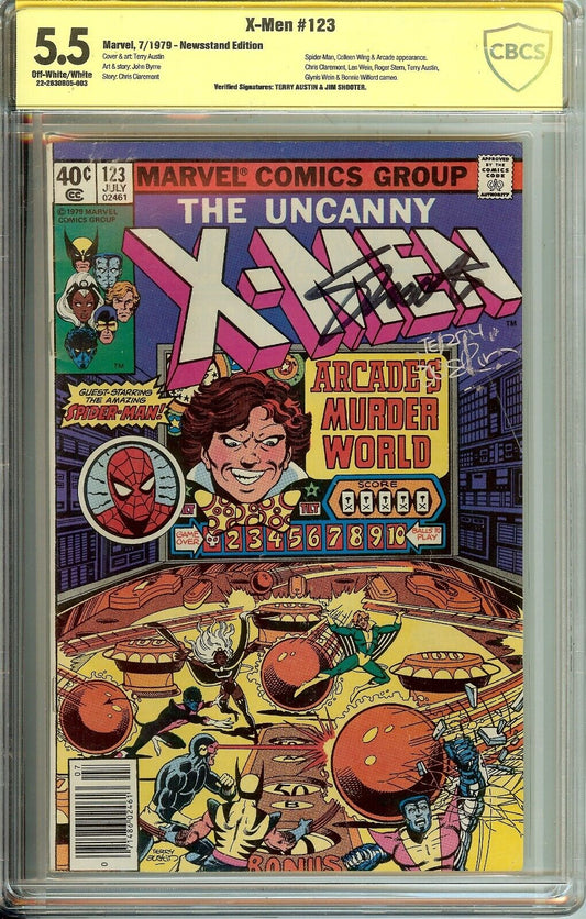 Uncanny X-Men #123 CBCS 5.5 Verified Signature Signed by Jim Shooter Terry Austin