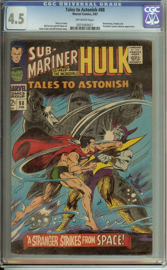 Tales to Astonish #88 CGC 4.5 featuring Sub-Mariner and Hulk