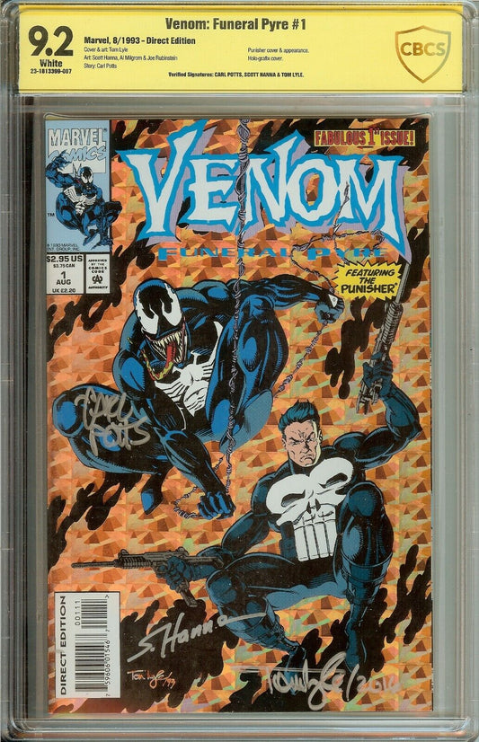 Venom Funeral Pyre #1 CBCS 9.2 NM Signed 3x by Tom Lyle Scott Hanna Carl Potts