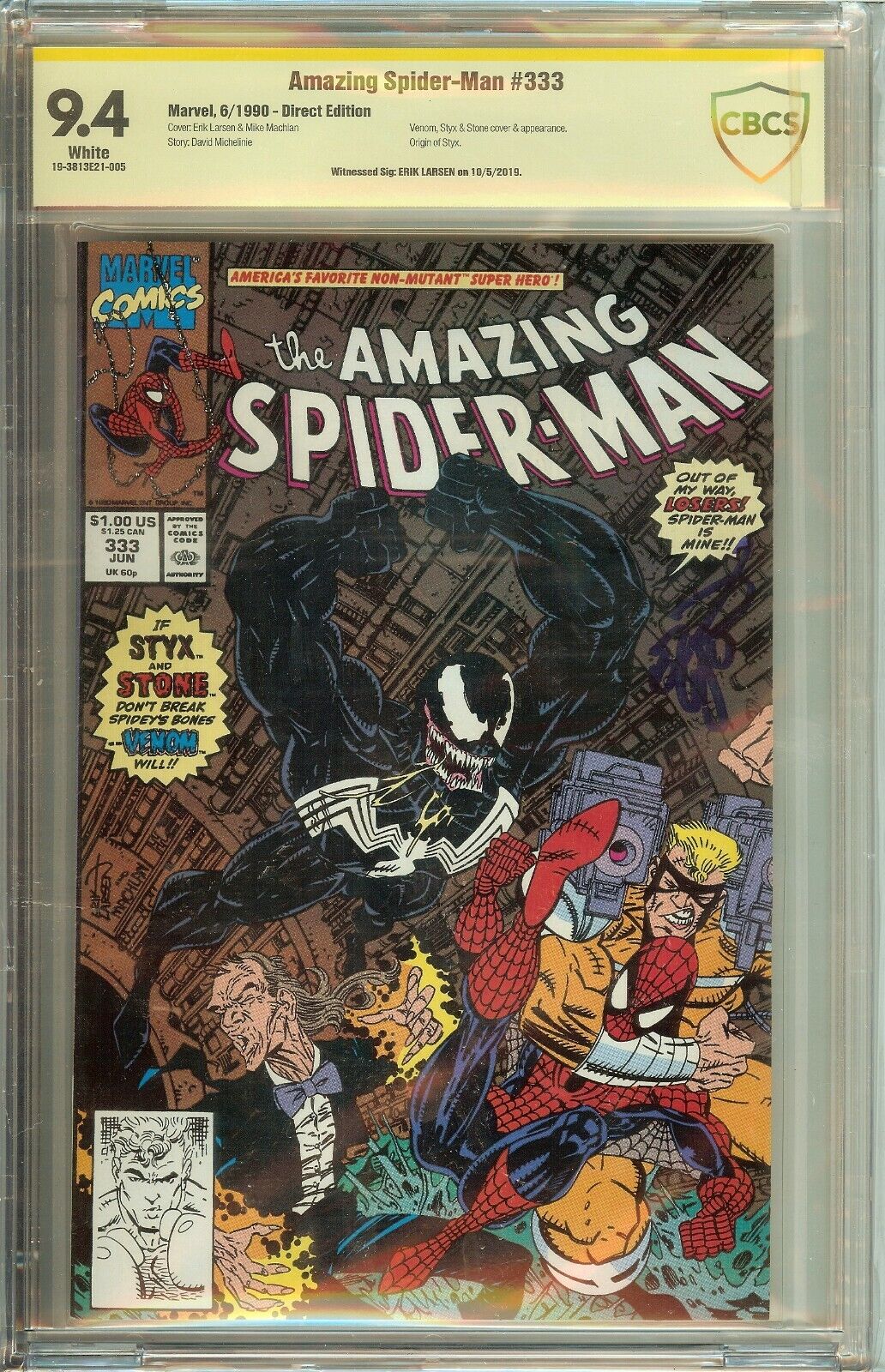 Amazing Spider-Man #333 Signed Erik Larsen CBCS 9.4