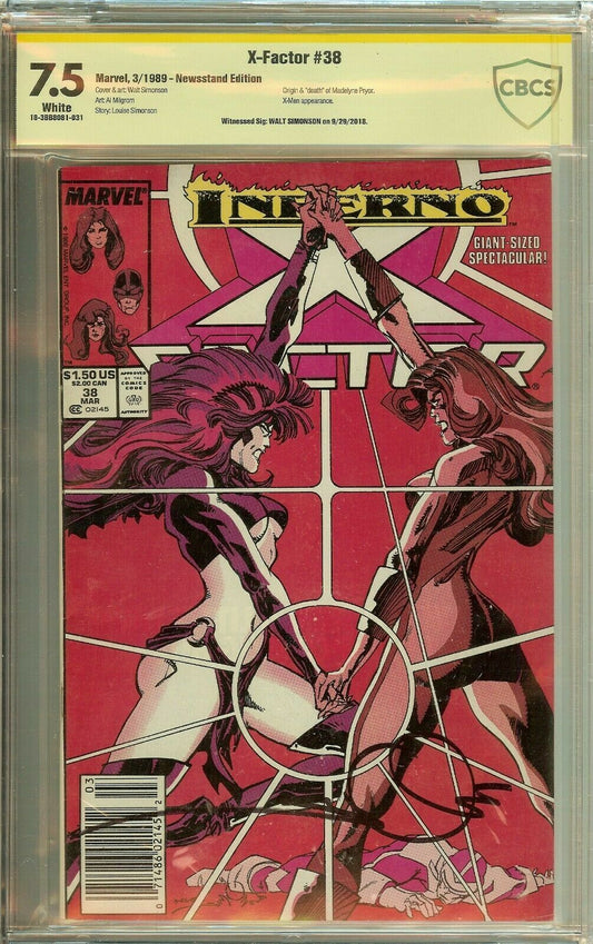 X-Factor #38 CBCS Not CGC 7.5 Signed Simonson X-Men