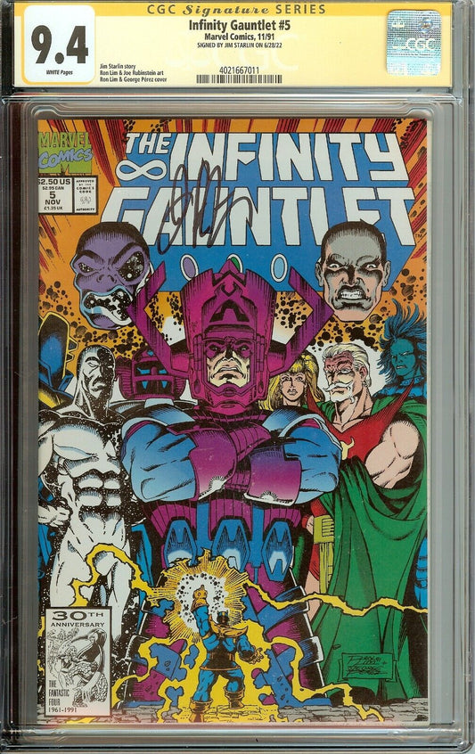 Infinity Gauntlet #5 Signed Jim Starlin CGC 9.4