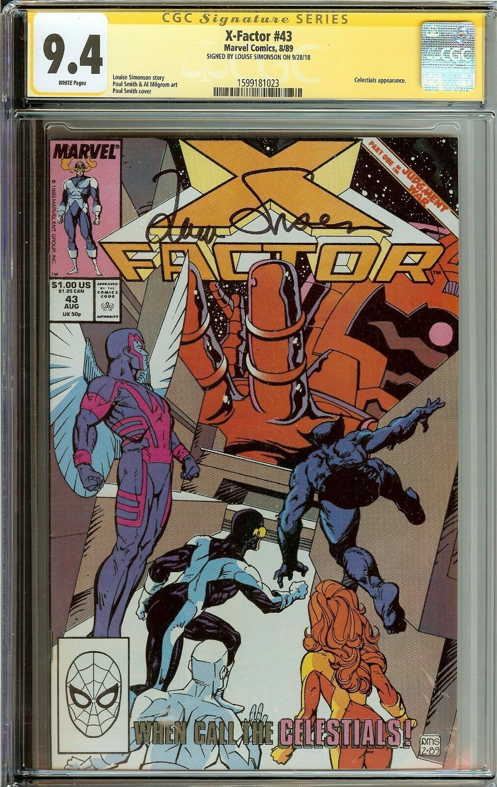 X-Factor #43 Signed Louise Simonson CGC 9.4