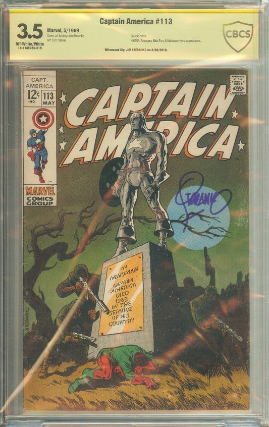 Captain America #113 CBCS 3.5 Signed Jim Steranko