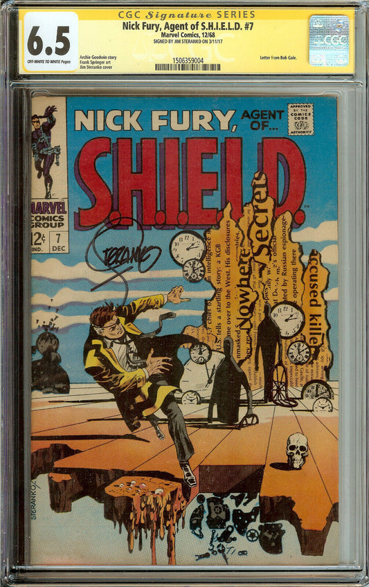 Nick Fury Agent of SHIELD #7 CGC 6.5 Signed Steranko