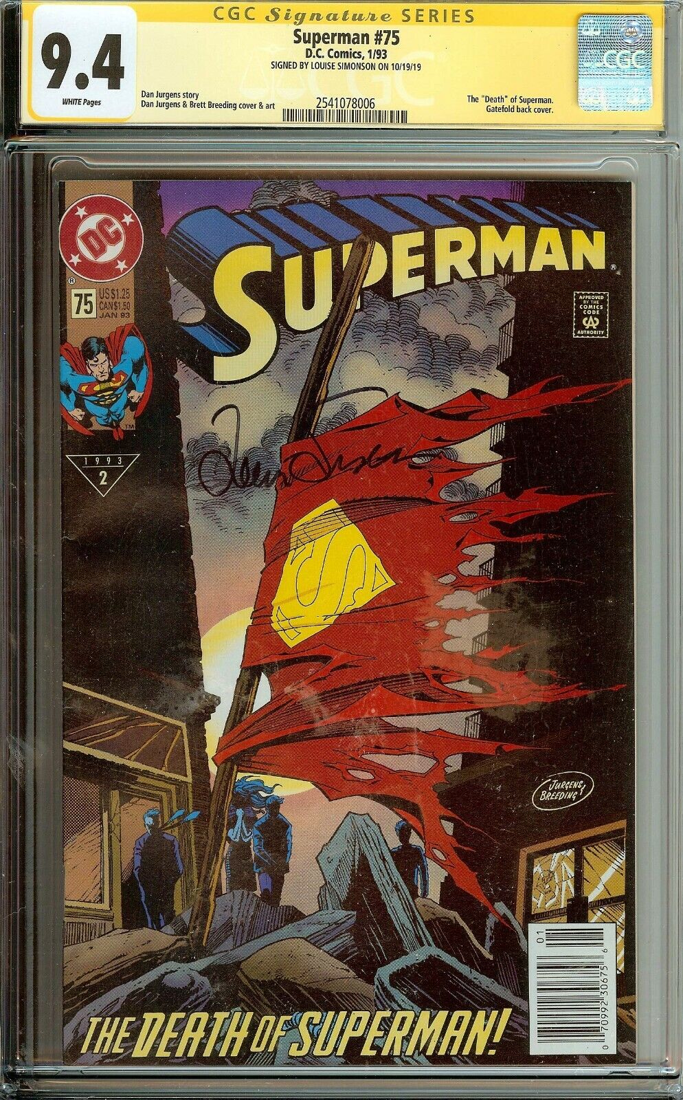 Superman #75 Signed Louise Simonson CGC 9.4